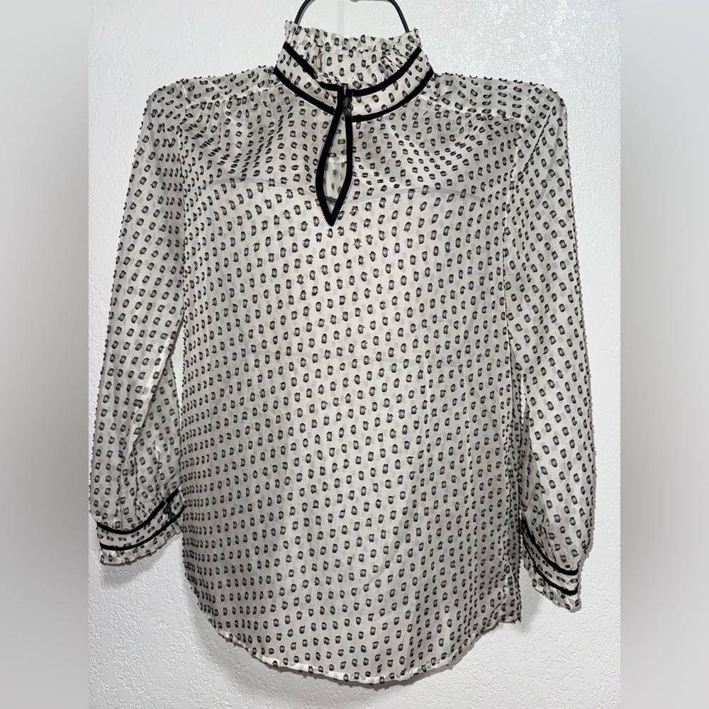 J. Crew Black and White Patterned Blouse